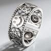 Anillo de plata chapada transfronterizo para TikTok Kuaishou, anillo abierto de pareja punk hip hop con cara sonriente de cruz cóncava, moderno japonés y coreano