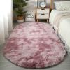 Alfombra Ovalada de Seda y Lana Transfronteriza Teñida a Mano Manta Larga de Terciopelo Manta para Mesita de Noche de Dormitorio Felpudo Decorativo para Vestidor Etiquetado
