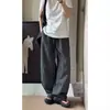 Pantalones de cuadros hombres mujeres verano nuevo retro americano cordón elástico cintura alta sueltos caída pierna recta ancha