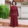 Vestido de Primavera y Otoño de Manga Larga para Madre, Mejorado, Falso Dos Piezas, Longitud Media, Nuevo Estilo 2025, Ancho, para Esposa, Color Sólido, Delgado