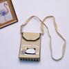 Bolso para teléfono móvil de estilo coreano con diseño de panda pequeño, bandolera de punto, bolso de mano con solapa, bolso informal para salir