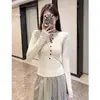 Venta al por mayor transfronteriza Otoño e Invierno 280g Cachemira Interior Cálido Cuello de Botones Forro Polar Camiseta de Manga Larga para Mujer Delgado Camiseta Básica
