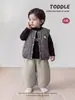 Conjunto de tres piezas de chaleco para bebé niño de otoño e invierno, chaqueta acolchada de algodón sin mangas para bebé niño, camiseta básica, pantalones acolchados, conjunto de niño