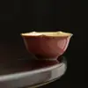 Taza de Té Rosada de Porcelana Ru de las Dinastías Tang y Song con Borde Florido, Taza de Té Pequeña de Cerámica para el Hogar con Esmalte Craquelado, Taza Individual para Juego de Té Kung Fu