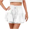 Moda de Verano Transfronteriza para Mujer Amazon 2025 Pantalones Cortos de Falda Lisos con Volantes y Cordón