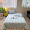 Versión Coreana Ins Juego de Tres Piezas de Cubre Cama Todo Algodón Color Sólido Simple Acolchado Cama Manta de Algodón Puro Algodón Lavado Edredón Acolchado
