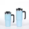 Taza de Coche Transfronteriza de 20 oz/30 oz con Asa, Taza Termo de Acero Inoxidable 304, Gran Capacidad con Popote, Taza para Hielo