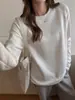 Camiseta de Manga Larga con Cuello Redondo Cepillado W Derong para Mujer en Otoño e Invierno, Estilo Perezoso, Top Interior Holgado que Cubre la Carne que se Puede Usar como Prenda Base