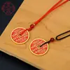 Collar Colgante de Moneda Espíritu de Montaña de Latón Imitación, Joyería de Moneda de la Fortuna Vintage, Colgante Portátil con Artesanía de Cinabrio Chapado en Oro