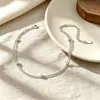 Pulseira de Prata Esterlina 925 com Contas Redondas Frescas de Camada Dupla Estilo Coreano Luxo Leve Simples na Moda Estilo Ins Sensação de Alto Padrão Joia Versátil para Mulheres