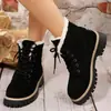 Exportação Transfronteiriça Outono e Inverno 2025 Botas de Neve Botas Curtas Femininas Botas Curtas Quentes Cadarço Salto Quadrado Estilo Coreano Tamanho Grande Sapatos de Algodão