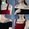 Pegatinas de Tatuaje Florales de Boceto Nuevo Transfronterizas Mariposa de Gama Alta Rosa Blanco y Negro Tatuaje Temporal Pequeño Fresco Impermeable