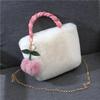 Bolso de cereza de peluche, bolso de hombro con cadena portátil, bolso peludo, lindo bolso cruzado informal para mujer, bolso de peluche al por mayor