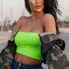 Chaleco Strapless de Color Sólido Corto Transfronterizo Europeo y Americano Delgado para Mostrar el Ombligo Sexy Elástico de Seda de Leche Doble Capa Sin Almohadilla para el Pecho