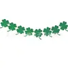 Decoração Dia de São Patrício Bandeirola de Três e Quatro Folhas Bandeira Puxa-Bandeira Carnavalesca Irlandesa Banner de Flores Puxadas em Papel com Glitter Verde