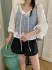 Enviado: Camisola chic coreana de outono, novo estilo, popular no Instagram, com design vazado, pode ser usada em camadas, top de malha colete para mulheres