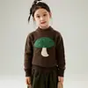 Suéter Tejido 100% Lana Pura Infantil Dibujo Animado Hongo Jacquard Suéter de Cachemira para Niñas Suéter Grueso Lindo de Moda