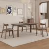 Mesa de Comedor de Madera Maciza con Tablero de Roca Moderno Simple para Hogar Departamento Pequeño Gris Mate Medio Antiguo Mesa de Comedor con Tablero de Roca Enoch