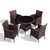 Conjunto de Mesa e Cadeiras de Vime para Pátio, Combinação de Vime para Jardim, Quintal, Ar Livre, À Prova d'Água, Resistente ao Sol, Mesa e Cadeiras de Jantar para Lazer, Vime PE