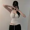 Moda Femenina Estilo Nuevo Dongdaemun Coreano: Elegante, Corte Ajustado, Cuello Halter, Espalda Descubierta, Delgado, Ligeramente Transparente, Favorecedor de la Figura, Top Base sin Mangas