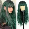 Peruca europeia e americana com franja de ar, permanente de milho, cabelo cacheado, adereço de cabeça, Amazon, venda cruzada, peruca de cabelo longo cacheado quente