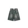 Shorts Jeans Masculino Lavagem Pesada Estilo Americano Tendência Retrô Lavado Design de Nicho Calça Reta de Perna Larga
