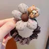 Gomita para el pelo de flor color café con leche para niñas, gomita de tela de conejito, para coletas y moños, elástico respetuoso con el cabello, accesorio para el pelo