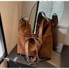 Cross-border Frosted Retro Bag Mulheres Outono e Inverno 2024 Nova Grande Capacidade Crossbody Casual All-match Commuter Tote Bag