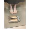 Sapatos de Salto Baixo Estilo Francês para Noite com Fivela de Diamante, Mocassins de Bico Quadrado, Slip-On, Confortáveis, Versáteis, Elegantes