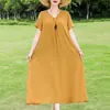 Novo Vestido de Algodão e Seda de Verão para Mulheres, Corte Amplo, Emagrecedor, Adequado para Mães de Meia-Idade e Idosas, Vestido Longo Elegante, Vestido de Praia