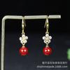 Pendientes Exquisitos con Incrustaciones de Cinabrio al por Mayor para Fabricantes, Pendientes de Arena Mineral Cruda, Arena Púrpura Dorada con Diamantes, Pendientes de Imitación de Plata S925 en Stock