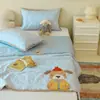 Colcha de Verão Fresca de Algodão Puro Lavado Bordada com Desenhos Classe A Lavável à Máquina Solteiro Casal Colcha de Ar Condicionado Colcha Fina Merle