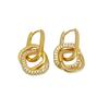 Aretes Geométricos de Lujo Ligero Transfronterizo con Diamantes Viento Frío Diseño Nicho Circonita Micro-incrustada Aretes Cuadrados con Hebilla para la Oreja Sentido Avanzado
