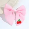 Grampo de Cabelo Laço de Tecido Cereja Doce Estilo Ins Super Fada Temperamento de Menina Grampo Lateral Grampo Bico de Pato Acessório de Cabelo Fofo