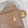 [Acero de titanio] Collar de diamantes elegante y lujoso con doble perla y cadena de clavícula para mujer, cadena de acero de titanio.