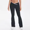 Calça de Yoga Apertada Cor da Pele Estilo Europeu e Americano com Cruz de Cor Contrastante Cintura Alta Perna Larga Flare Calças Longas Esportivas de Corrida Fitness Secagem Rápida