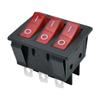 Interruptor basculante KCD3 rojo 6 pines 2 posiciones interruptor basculante triple tecla transparente roja con logo OI impreso