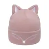 Comercio Transfronterizo Moda de Invierno Gorro de Lana Lindo Bordado de Orejas de Zorro Gorra de Punto para Hombres y Mujeres Gorro de Punto ins