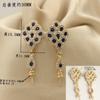 Brincos de Contas de Diamante Safira Banhados a Cobre Ouro Real DIY Flor de Três Pétalas Agulha de Prata 925 Acessórios para Brincos
