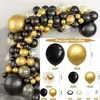 Serie Oro Negro de Amazon Transfronteriza Set de Globos Tema Cumpleaños Cadena de Globos Combinación Decoración Arreglo para Fiesta Festiva