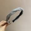 Faixa de Cabeça de Pelúcia Tricotada com Topo Craniano Alto para Mulheres Outono e Inverno Casa Lavar Rosto Faixa de Cabeça Design Japonês e Coreano Faixa de Cabeça Dentada Torcida