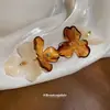 Novos Brincos Gancho de Orelha com Pingente de Flor e Franja em Acrílico Maillard Design de Nicho Retrô para Mulheres