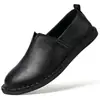 Zapatos Casuales de Cuero para Hombre Mocasines Slip-on Cosidos a Mano Suela Suave Antideslizante Transpirables Zapato Perezoso Fácil de Poner Zapatos de Papá