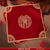 Pañuelo rojo de boda, pañuelo rojo pequeño con el carácter "feliz" impreso, pañuelo cuadrado pequeño para bodas, pañuelo de boda estilo chino, artículo de dote de la novia