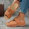 Sandalias de Mujer de Verano Casual Retro con Cuña de Tacón Grueso y Suela Gruesa, Cuero Cosido de Una Correa, Talla Grande, Comercio Exterior de Amazon