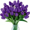Flores Tulipa Artificiais de Couro PU de Alta Qualidade Exclusivo Transfronteiriço para Casa e Hotel Adereços de Fotografia de Casamento Flores Artificiais com Toque Venda por Atacado