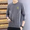 Sudadera gruesa para hombre en otoño e invierno, jersey casual de cuello redondo, prenda exterior de corte holgado, capa base versátil, de manga larga, cálida