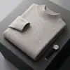 Suéter de cuello alto medio para hombre, lana pura, otoño e invierno, camiseta básica de manga larga, talla grande, holgado y grueso, disponible para venta al por mayor