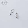 Brincos de Prata Nalan S925 para Mulheres Estilo Coreano Fashion Elegante Cruz Diamante Completo Pequeno Fresco Brincos de Diamante G5565