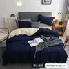 Funda de almohada con bolsillo, funda nórdica de tela cepillada de color liso, juego de tres piezas transfronterizo, funda nórdica de plumón, ropa de cama textil para el hogar de fibra ultrafina